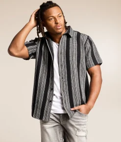 Tops | Nova Industries Striped Shirt Black White