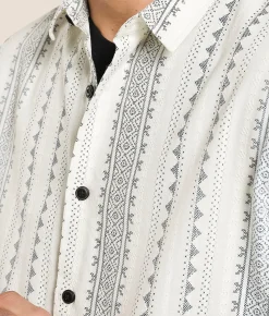 Tops | Nova Industries Striped Shirt Off White Black