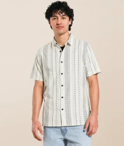 Tops | Nova Industries Striped Shirt Off White Black