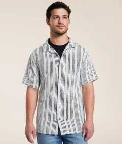 Tops | Johnny Q Striped Shirt Black