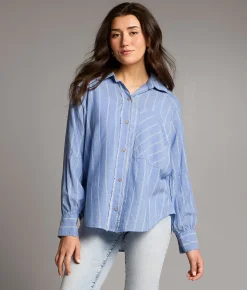 Tops | BKE Striped Shirt Brt Blue White