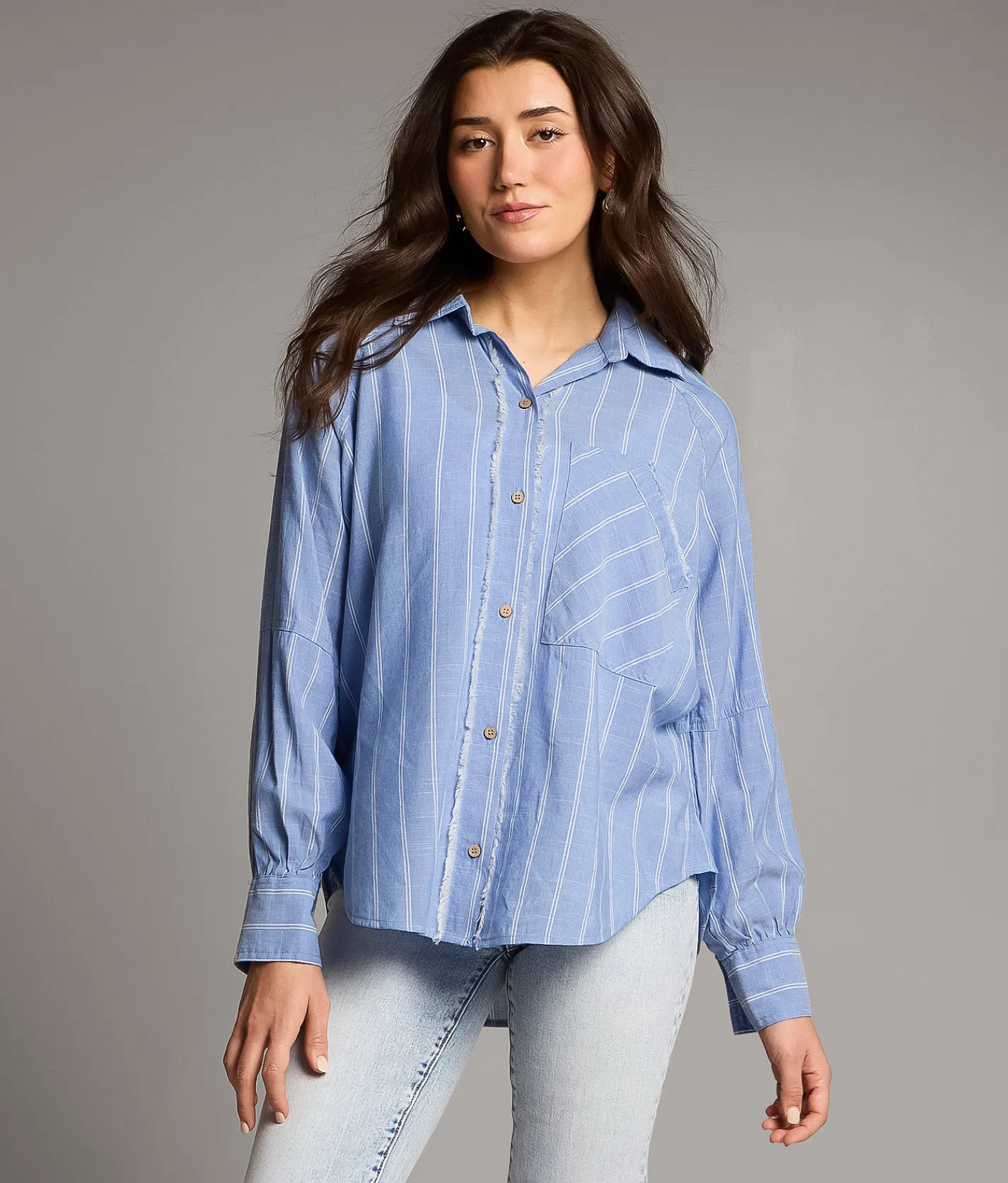 Tops | BKE Striped Shirt Brt Blue White