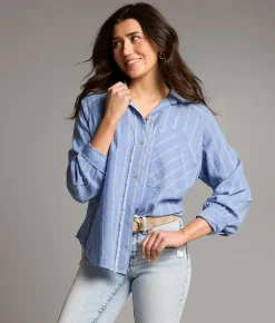 Tops | BKE Striped Shirt Brt Blue White