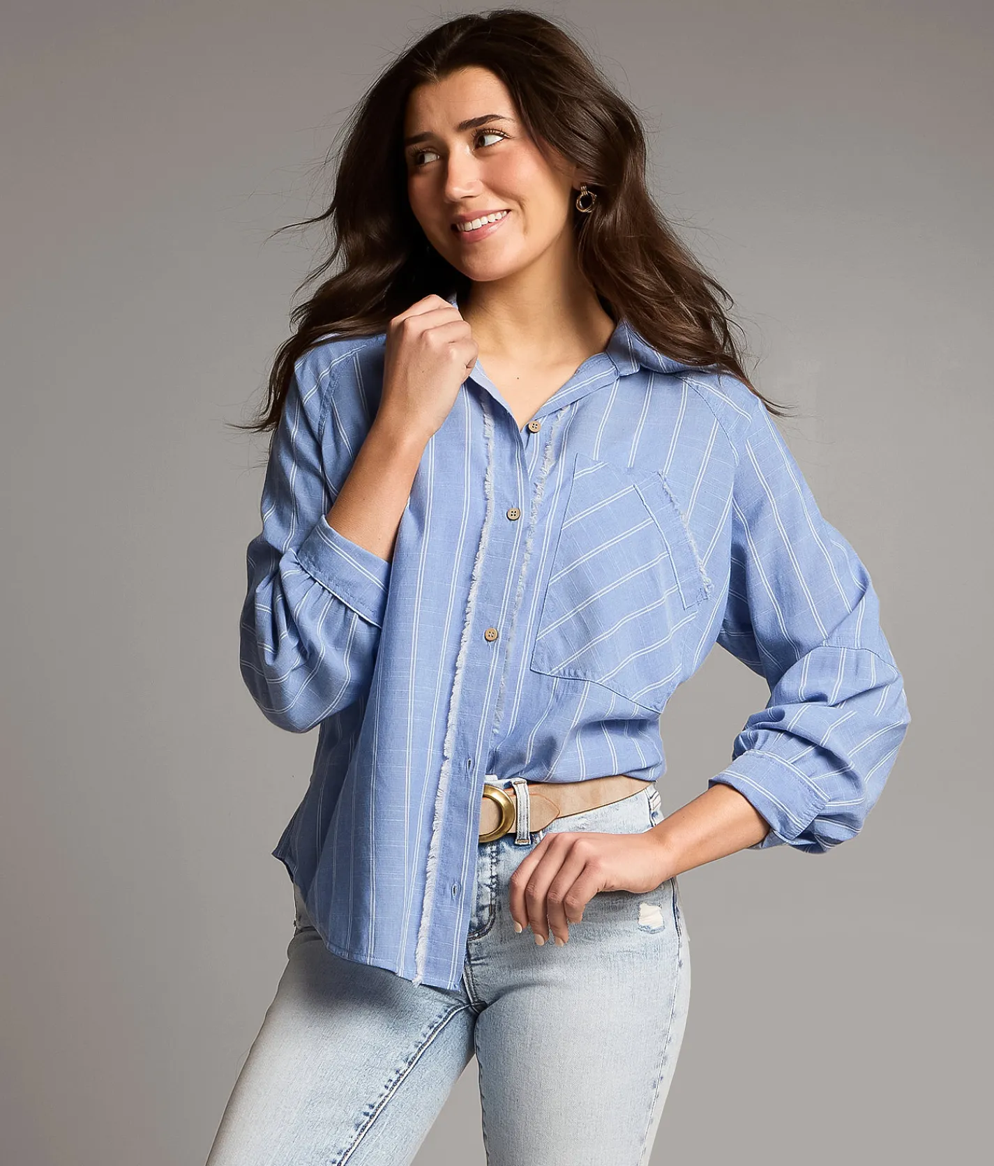 Tops | BKE Striped Shirt Brt Blue White