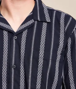 Tops | Fried Waters Striped Shirt Navy White