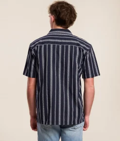 Tops | Fried Waters Striped Shirt Navy White