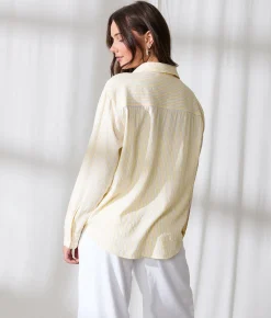 Tops | 33 Coastal Striped Shirt Yellow
