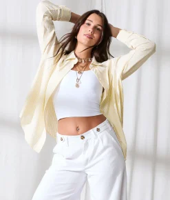 Tops | 33 Coastal Striped Shirt Yellow