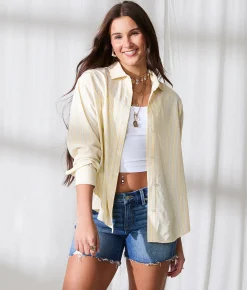 Tops | 33 Coastal Striped Shirt Yellow