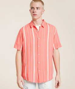 Tops | Nova Industries Striped Shirt Coral
