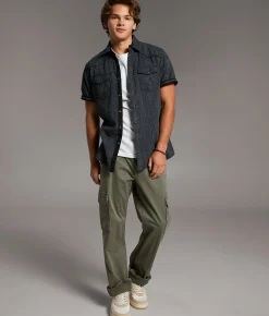 BKE Striped Standard Shirt Black Grey Best