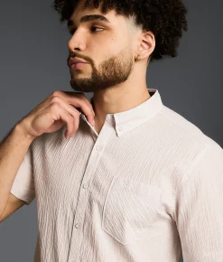 Outpost Makers Striped Standard Stretch Shirt White Tan Outlet