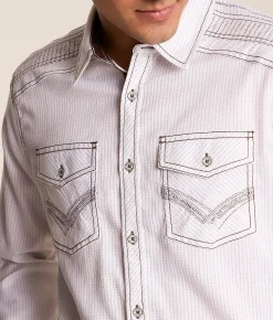 Buckle Black Striped Standard Stretch Shirt White Brown Hot