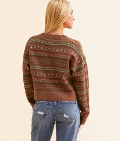 Bailey Rose Striped Sweater Brown Multi