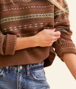 Bailey Rose Striped Sweater Brown Multi