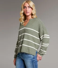 Tops | BKE Striped Sweater Vetiver
