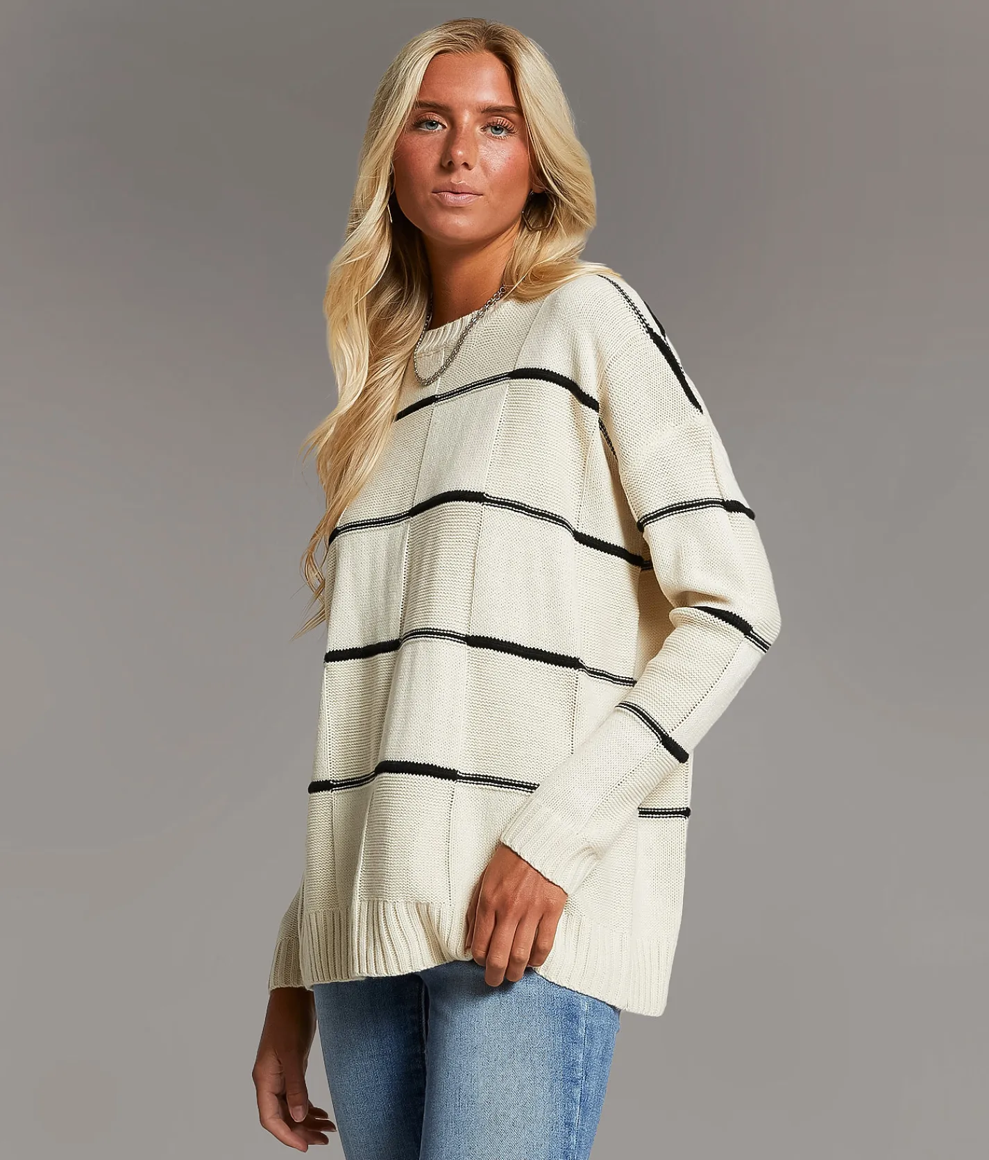 BKE Striped Sweater Apple Butter Hot