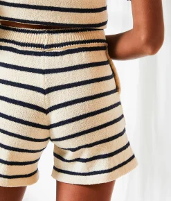 BKE Striped Sweater Knit Short Navy Cream Clearance