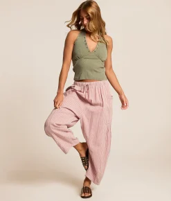 Urban Daizy Striped Taper Pant Pink Discount