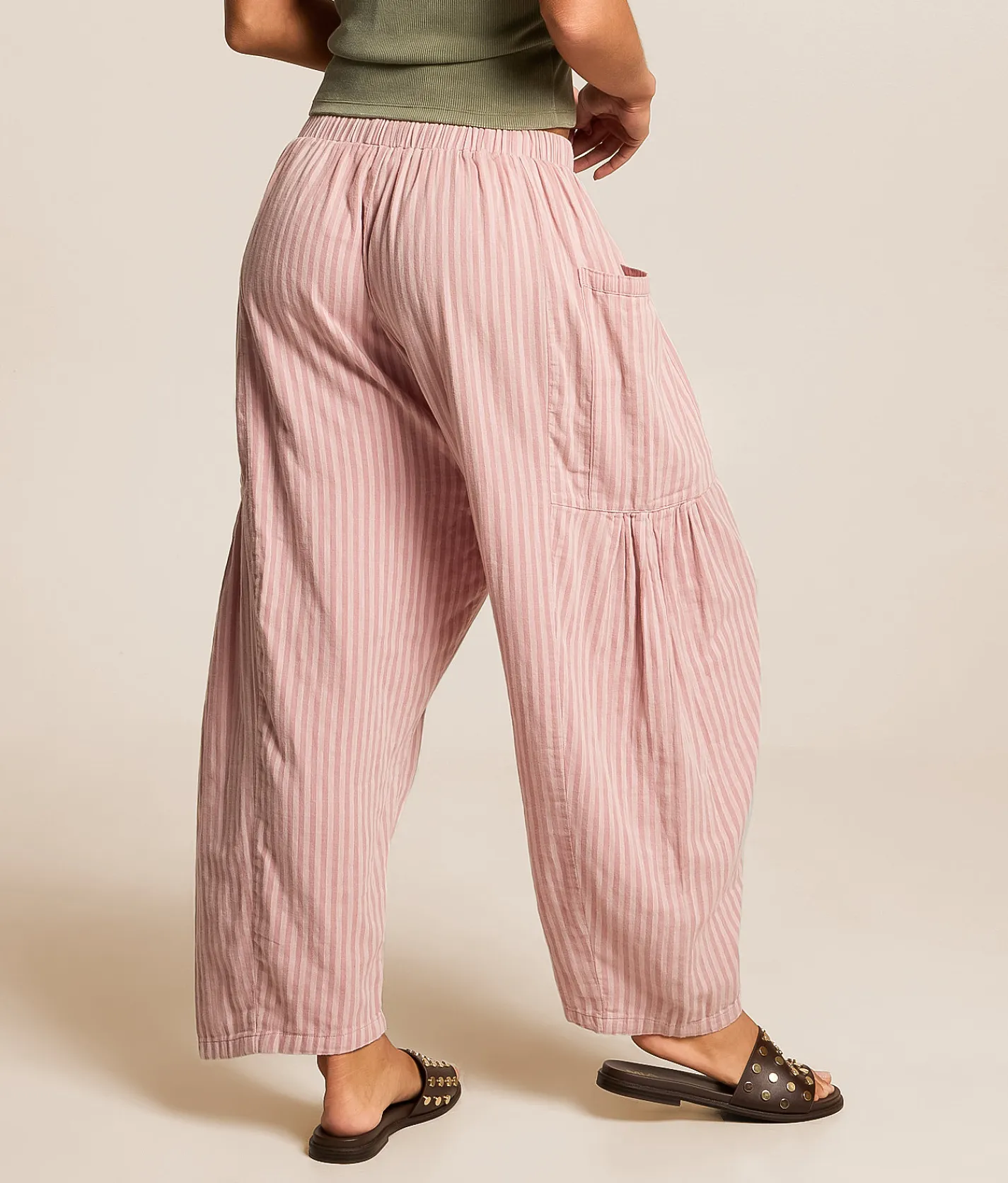 Urban Daizy Striped Taper Pant Pink Discount