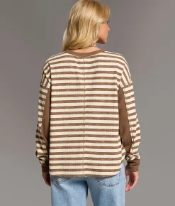 BKE Striped Thermal Coco Ivory Outlet