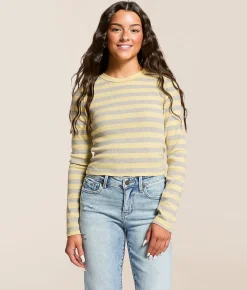 FITZ + EDDI Striped Top Pale Banana Heather Grey Clearance