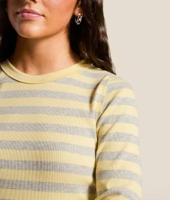 FITZ + EDDI Striped Top Pale Banana Heather Grey Clearance