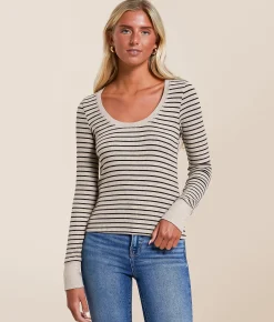 Z Supply Striped Top Heather Taupe Best