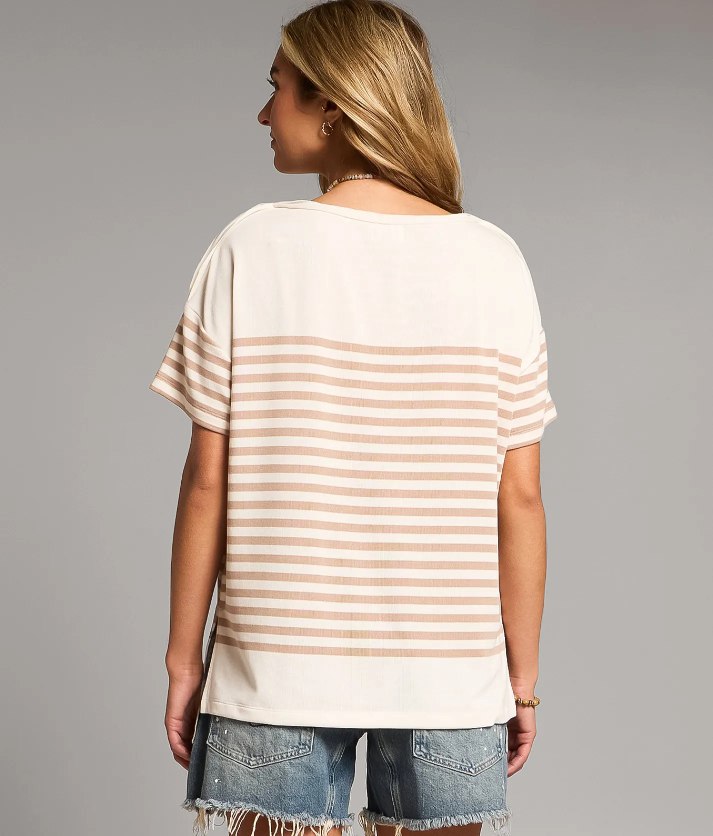 BKE Striped Top Cream Sale