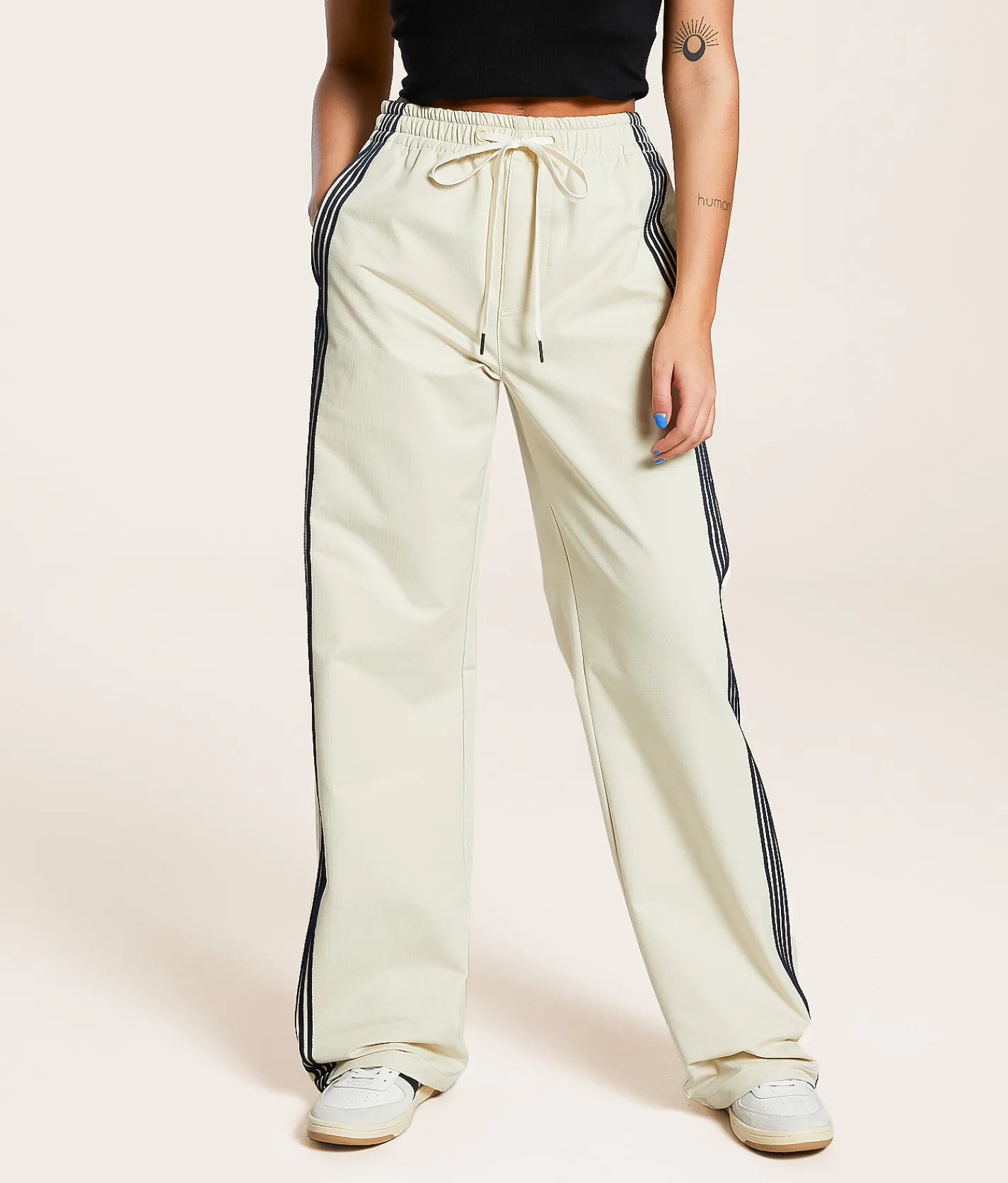 Bottoms|Activewear | Vibrant M.I.U. Striped Track Pant Cream