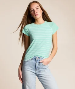Tops | FITZ + EDDI Striped T-Shirt Cabbage