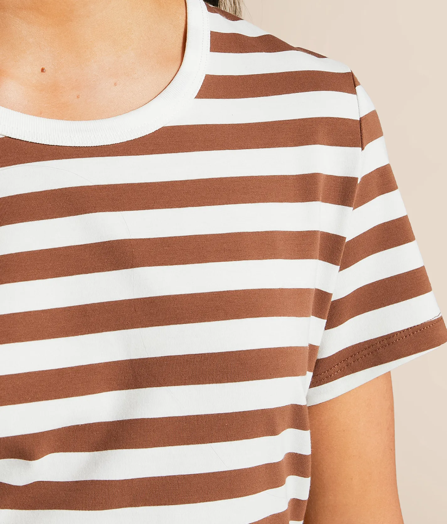 FITZ + EDDI Striped T-Shirt Cocoa Brown Stripe Outlet