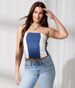 Tops | 33 Coastal Striped Tube Top Blue