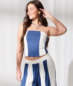 Tops | 33 Coastal Striped Tube Top Blue