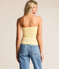 Tops | FITZ + EDDI Striped Tube Top Pale Banana