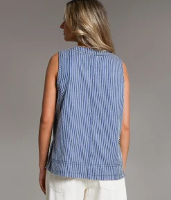 BKE Striped Vest Navy White Stripe Outlet
