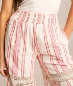 Bottoms | Angie Striped Wide Leg Beach Pant Coral