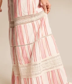 Bottoms | Angie Striped Wide Leg Beach Pant Coral