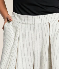 Hunter & Brown Striped Wide Leg Pant Beige Linen Stripe Online