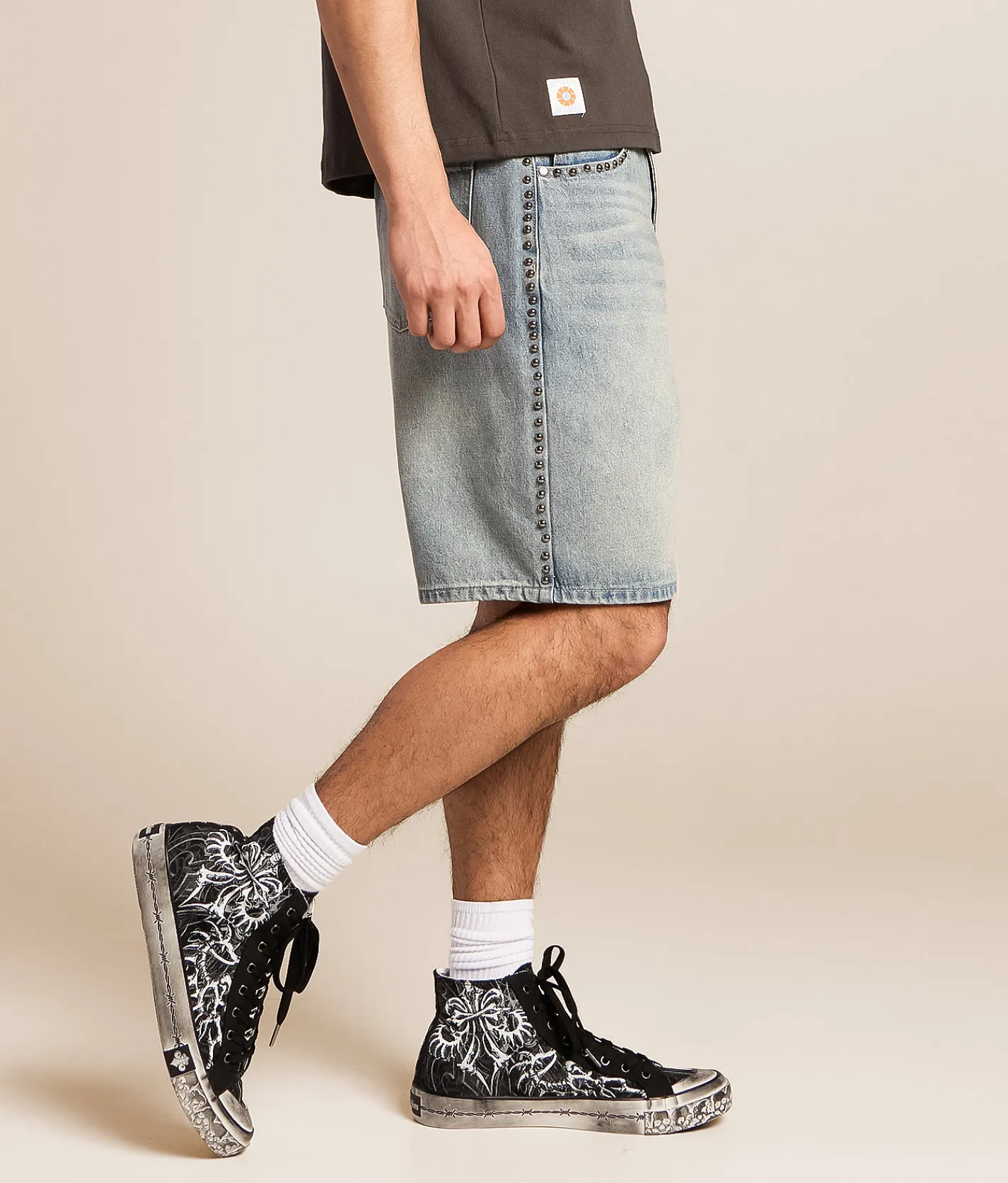 Caliber Studded Baggy Short Light Blue Hot
