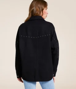 Tops|Coats & Jackets | Blue B Studded Denim Jacket Black