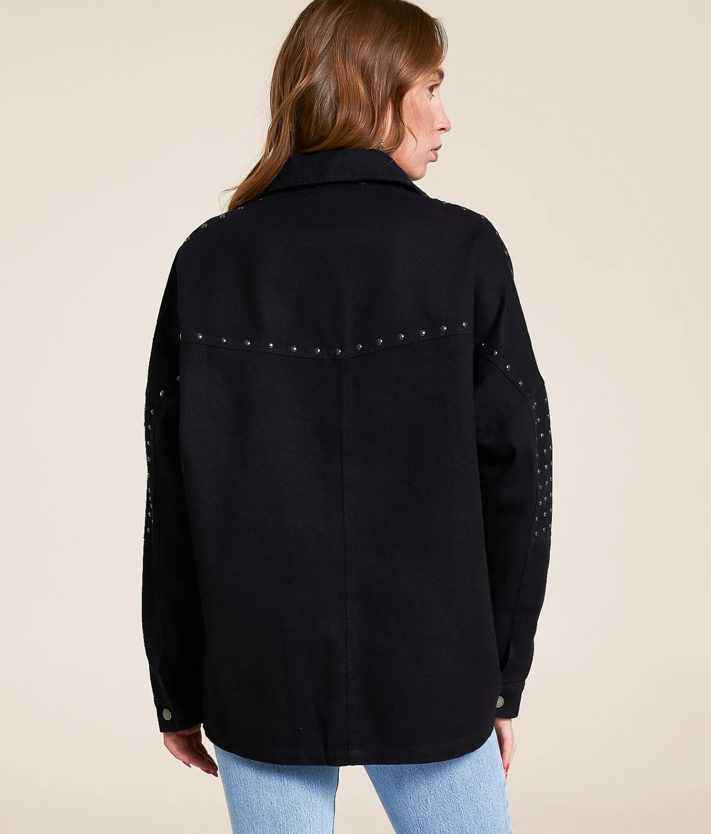 Tops|Coats & Jackets | Blue B Studded Denim Jacket Black