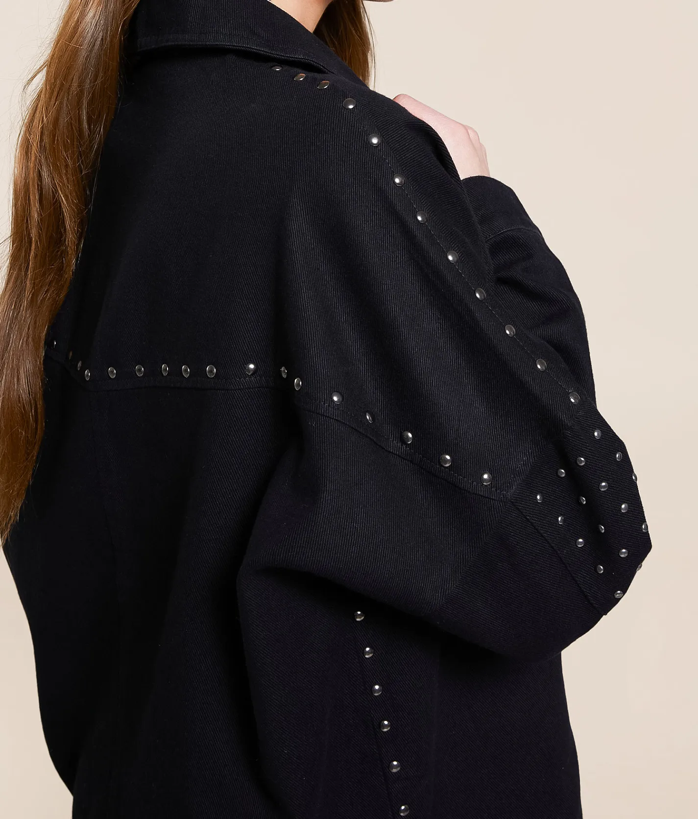 Tops|Coats & Jackets | Blue B Studded Denim Jacket Black