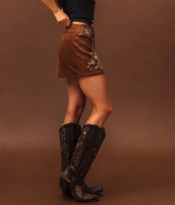 Bottoms | Sterling & Stitch Studded Faux Suede Mini Skirt Brown