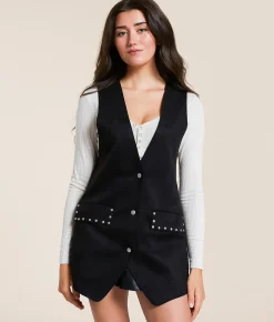 Hyfve Studded Faux Suede Vest Camel Online