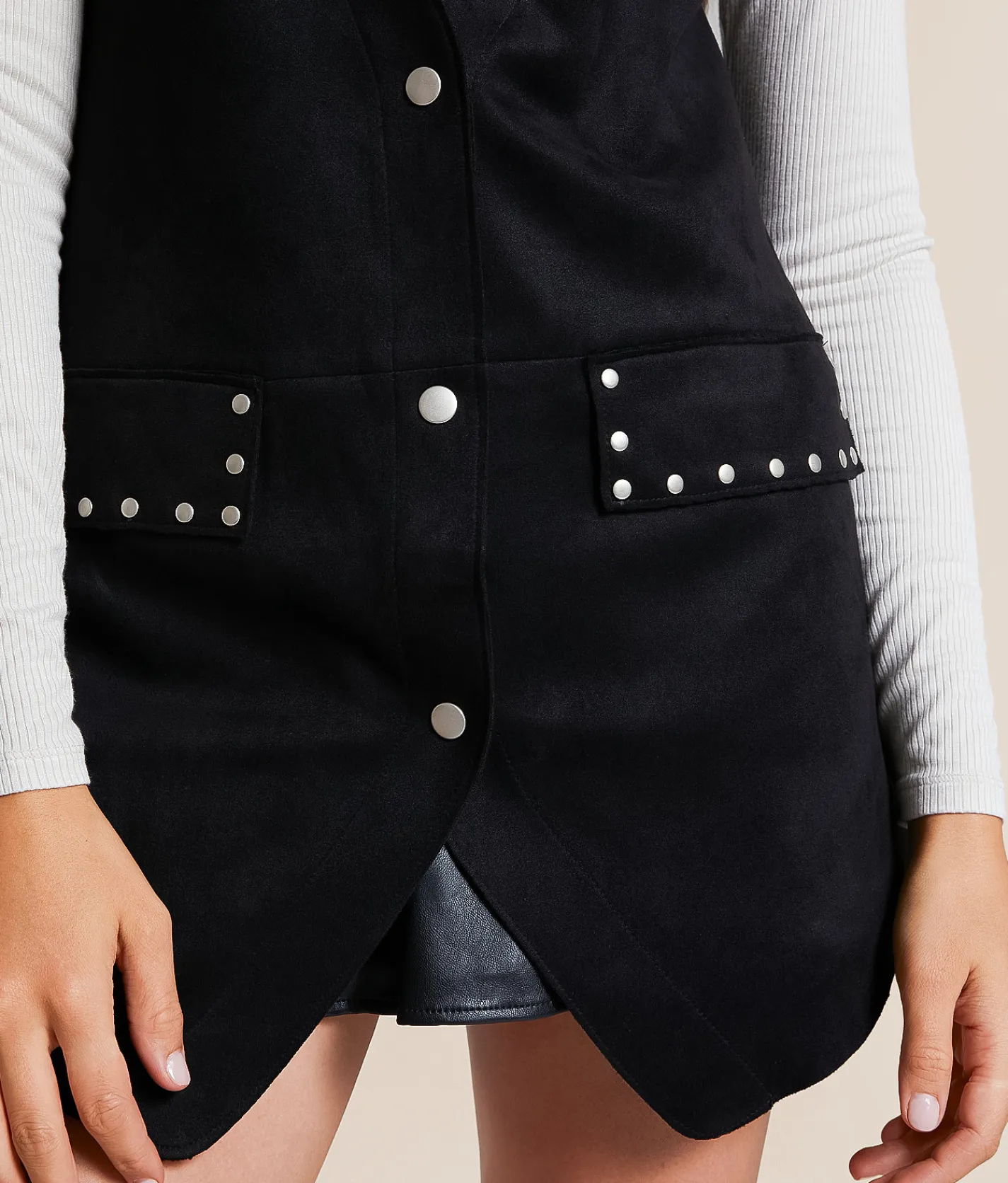 Hyfve Studded Faux Suede Vest Camel Online