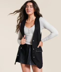 Hyfve Studded Faux Suede Vest Camel Online