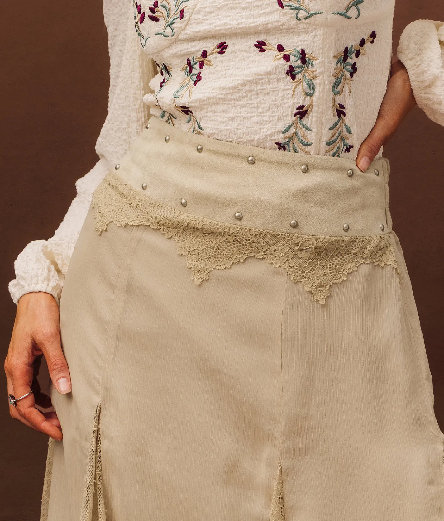 Bottoms | Sterling & Stitch Studded Lace Maxi Skirt Peyote