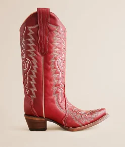 Circle G by Corral Studded Leather Western Boot Red Discount