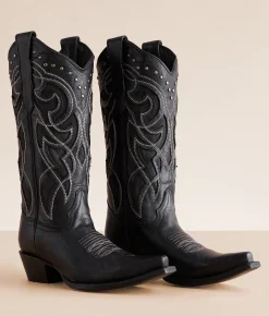 Circle G by Corral Studded Leather Western Boot Grey Black Discount